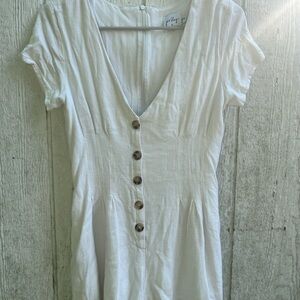 Cream Puff Sleeve V-Neck Mini Sundress